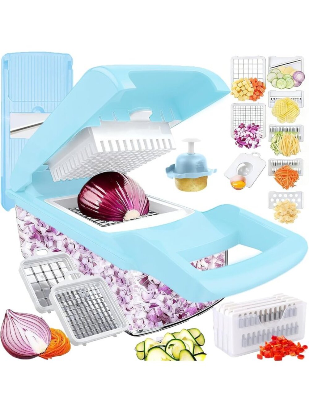 16-in-1 Vegetable Chopper & Mandoline Slicer - Food Prep Tool & Spiralizer